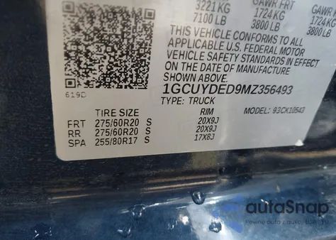 2021 Chevrolet Silverado 1500 4Wd Short Bed Lt из США, поврежденный, VIN 1GCUYDED9MZ356493